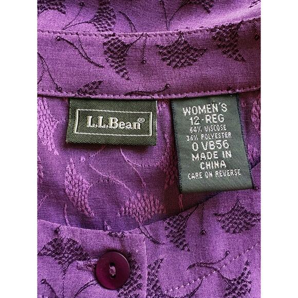 LL BEAN Floral Button Front Maxi Midi Dress Long Sleeve Purple Viscose Blend 12 - Picture 2 of 15